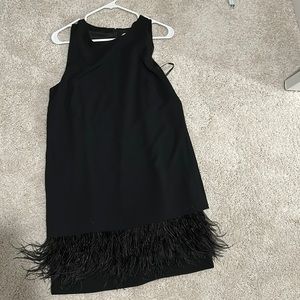 Black dress with feather bottom. Never worn.